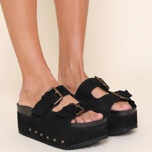 Cooper 2 Black suede platform sandals 36 NEW by Intentionally Blank